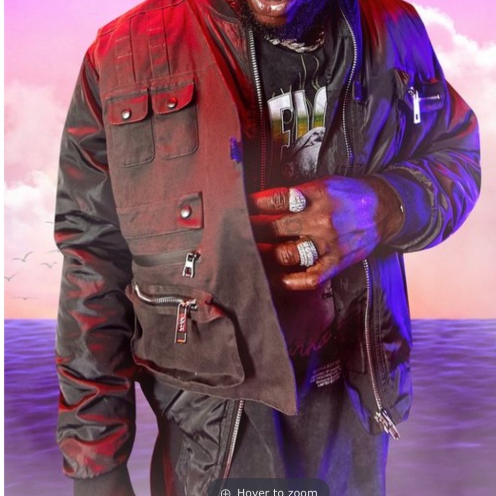 Boohoo man x burna boy | Bomber Jacket with utility vest